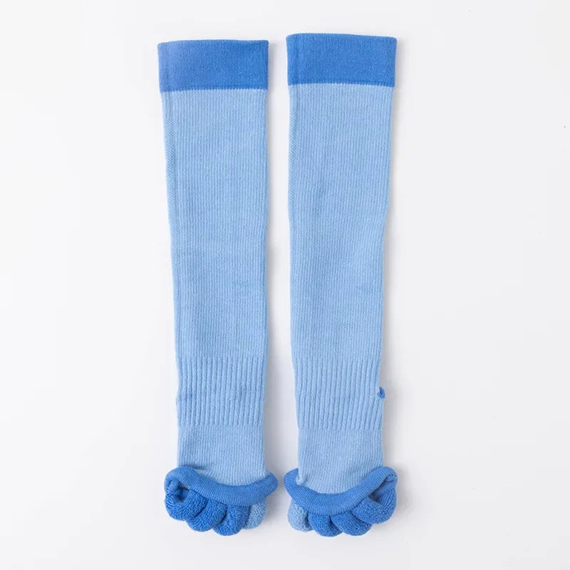 Yoga Socks with Toe Separators Women Cotton Pilates Knee-high Foot Alignment Socks